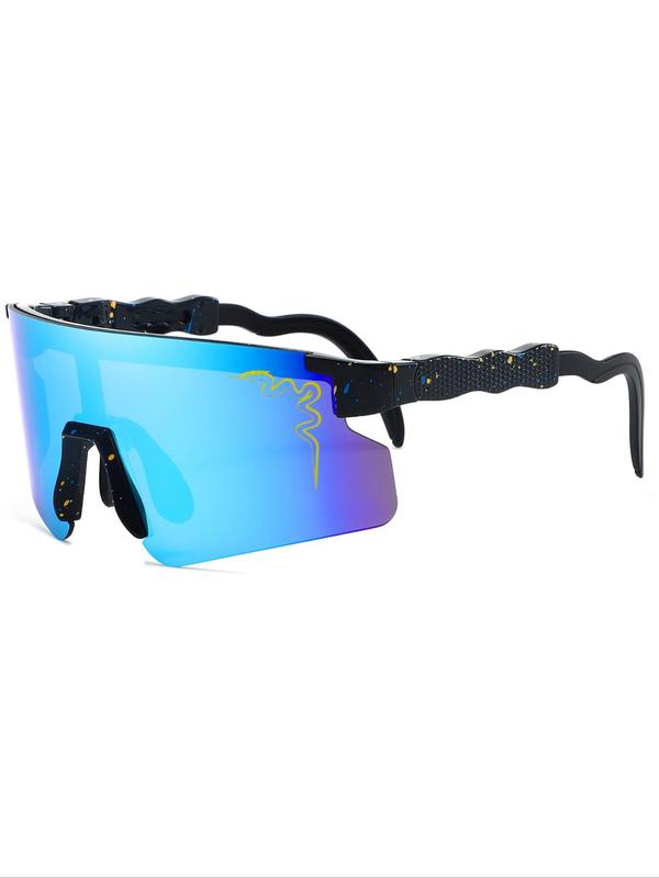 Unisex Sporty Shield Sunglasses, Trendy Casual Colorblock Lightweight Cycling Sunglasses for Men & Women, Outdoor Sports Eyewear for Cycling & Hiking & Running