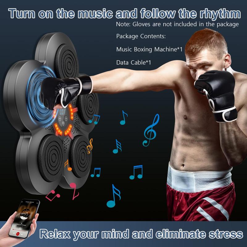 Music Boxing Machine Gym Equipment, Punching Trainer with Boxing Gloves, Wall Mounted Electronic Boxing Target for Adults Kids