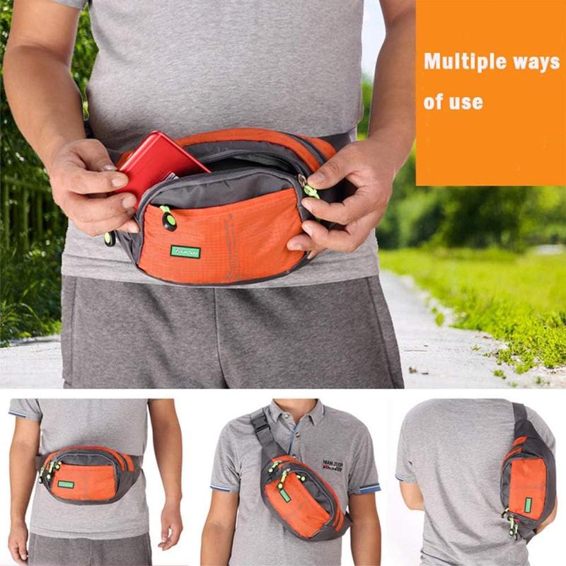 Large Size Zipper Waist Bag, Portable Sports Waist Bag with 4 Counts Zipper Pockets, Waist Bag for Running, Jogging, Cycling, Hiking, Camping