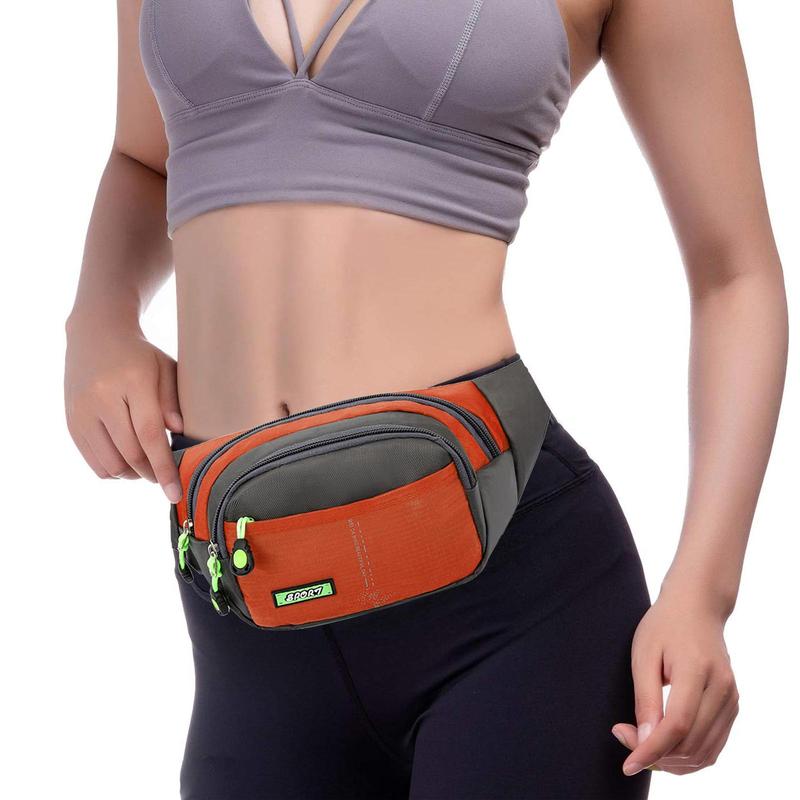 Large Size Zipper Waist Bag, Portable Sports Waist Bag with 4 Counts Zipper Pockets, Waist Bag for Running, Jogging, Cycling, Hiking, Camping