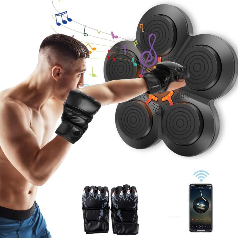 Music Boxing Machine Gym Equipment, Punching Trainer with Boxing Gloves, Wall Mounted Electronic Boxing Target for Adults Kids