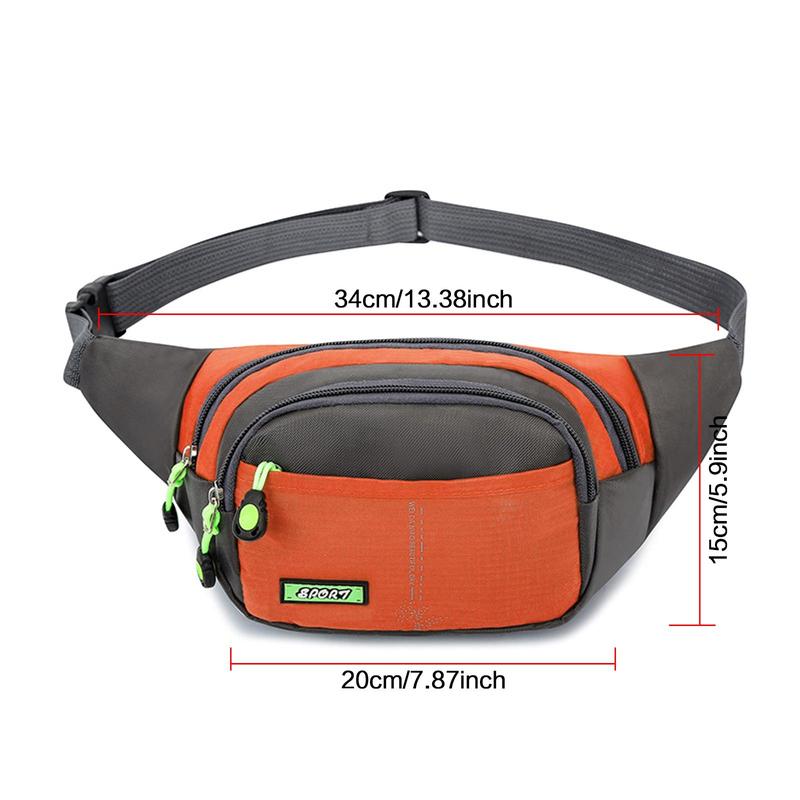 Large Size Zipper Waist Bag, Portable Sports Waist Bag with 4 Counts Zipper Pockets, Waist Bag for Running, Jogging, Cycling, Hiking, Camping