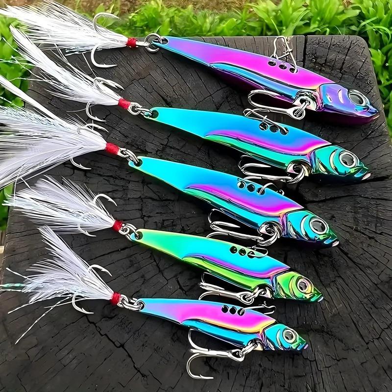 Artificial Fishing Lure, 1 Count Glitter Long Casting Lure with Hook & Feather, Fishing Accessories for Outdoor Fishing, Fishing Supplies, Christmas Gift