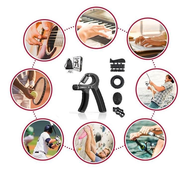 Grip Strength Trainer Kits 5Pack, 1Pack Hand Grip Strengthener, Finger Exerciser, Hand Extension Exerciser, Finger Stretcher, Stress Relief Ball, Forearm Workout Ring for Muscle Building and Injury Recover