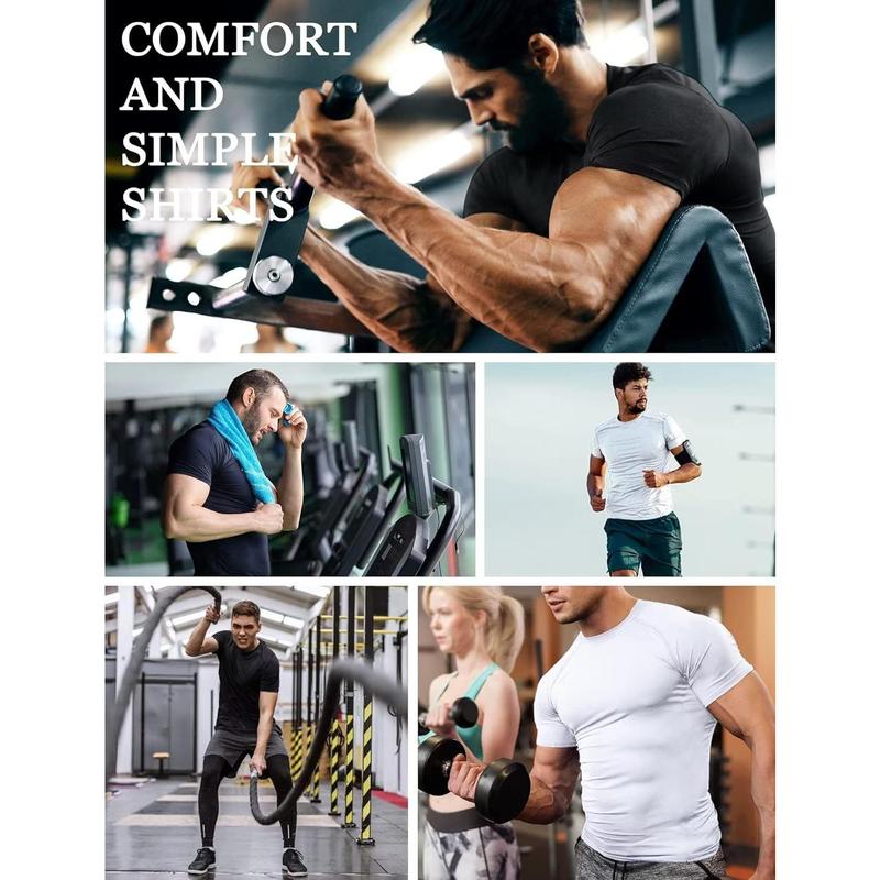 6 or 4 Pack Men's Compression Shirt Short Sleeve Athletic Baselayer Sports T Shirts Workout Tops for Men