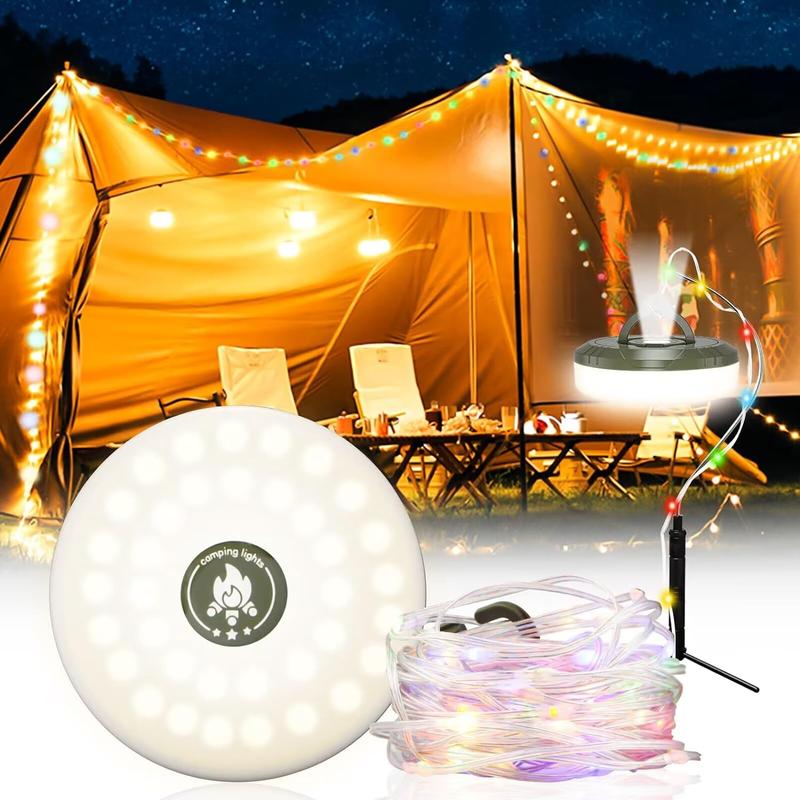 <Local Delivery>Camping String Lights, Rechargeable 4 in1 Outdoor String light with 8 Lighting Modes forCamping, Hiking, Holiday Christmas Decoration