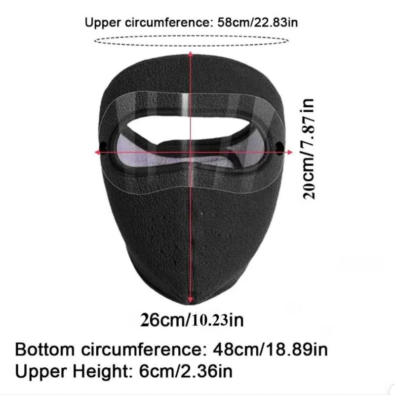 Windproof Face Warm Mask, Winter Breathable Masks, Fleece Face Shield Caps with HD Goggles, Anti-fog Cycling Face Masks, Motorcycle Accessories