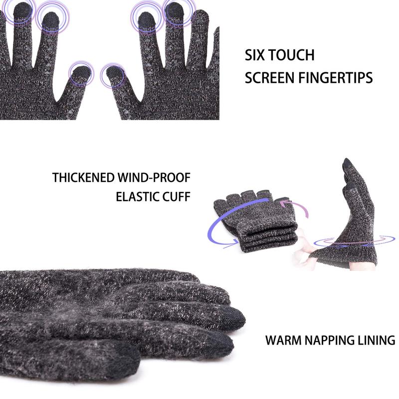 Winter Gloves for Men Women - Upgraded Touch Screen Cold Weather Thermal Warm Knit Glove for Running Driving Hiking