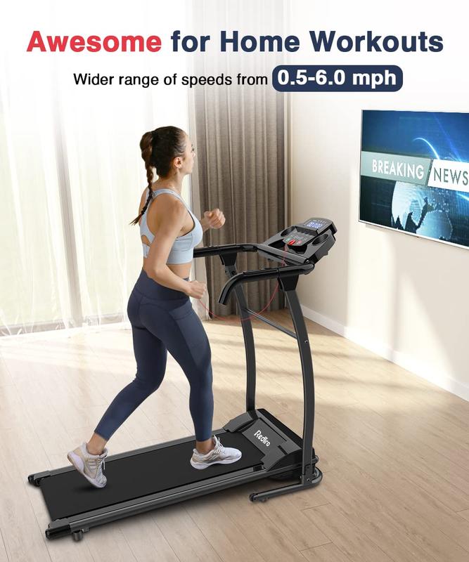 REDLIRO Electric Treadmill Foldable Exercise Walking Machince for Apartment Home Office Jogging Compact Folding Easy Assembly 12 Preset Program 2 Wheels LCD Display