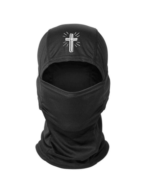 Unisex Sporty Cross Printed Face Covering Mask,  Trendy Outdoor Cycling Balaclava Hat, Windproof Sun Protection Face Covering Mask for Men & Women