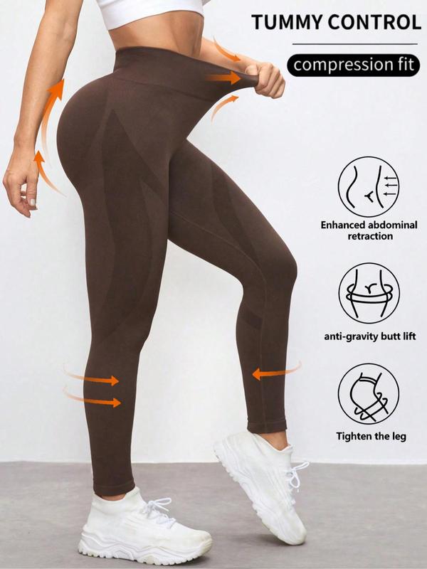 Women's Plain High Waist Sports Leggings, Sporty High Stretch Skinny Pants for Gym Yoga Fitness, Ladies Sportswear Bottoms