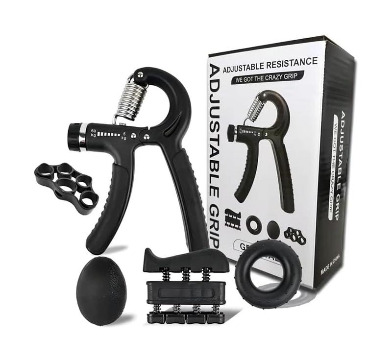 5-piece Grip Strengthener set - Black set (color box + storage bag)，Hand Grip Strengthener with Adjustable Resistance, Wrist Strengthener, Forearm Gripper, Hand Workout Squeezer, Grip strength Trainer, Hand Grip Exerciser for Men and Women