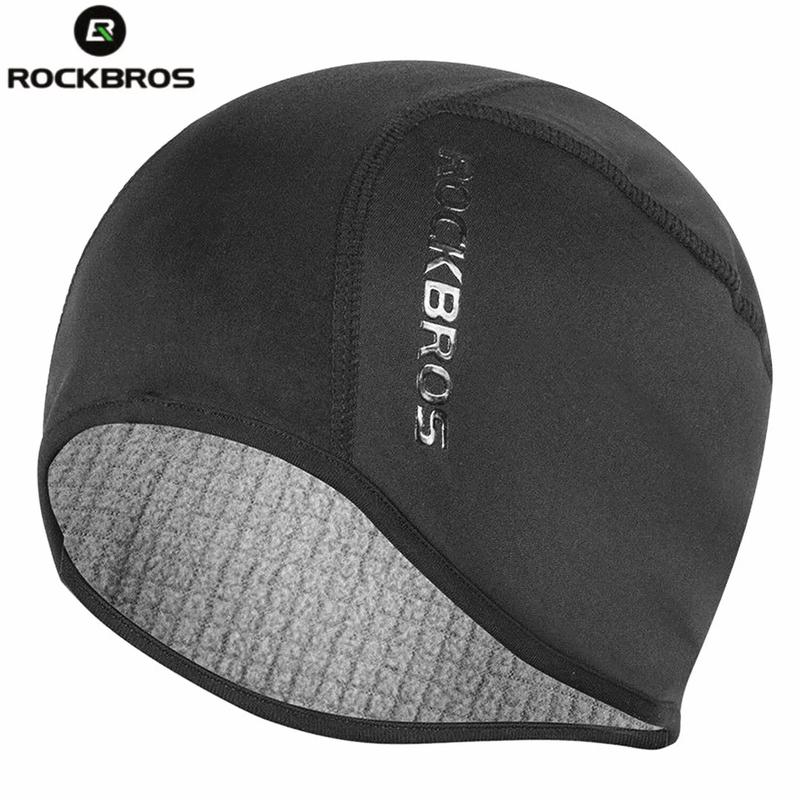 RROCKBROS Skull Cap Men's Winter Cycling Cap Windproof Warm Fleece Thermal Hat Helmet Liner Caps Black for Hiking Skiing Riding