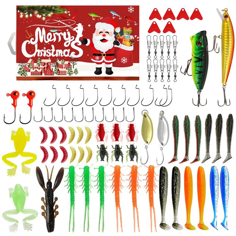 Fishing Lure Calendar Christmas Countdown 78Pcs Christmas Calendar Xmas Surprise Gift for Fishing Lover