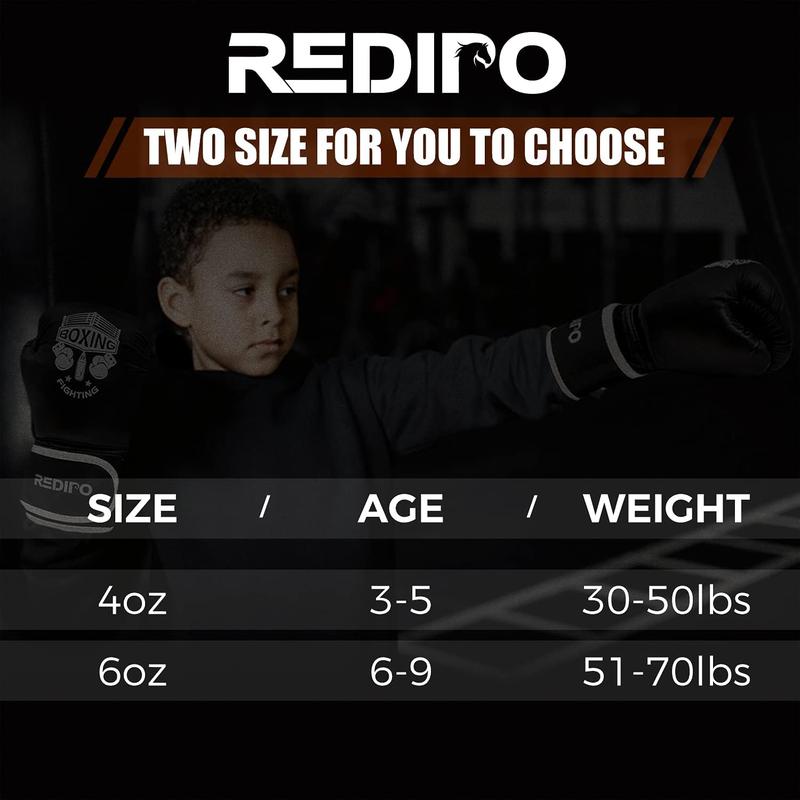 Redipo 4OZ Boxing Gloves, Sponge Foam Training Sparring Gloves Thai Kick Boxing for Boys and Girls Age 3 to 9 Years