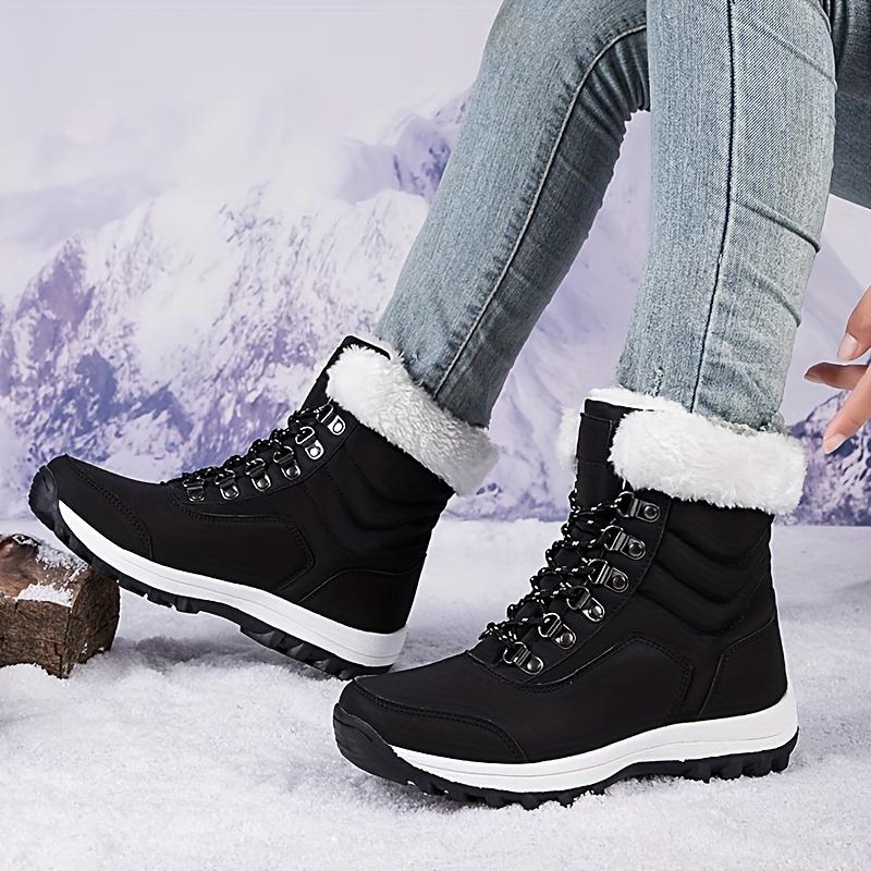 Women's Non-slip And Wear-resistant Thickened Warm Outdoor Snow Boots, Comfortable Solid Color High Top Hiking Boots