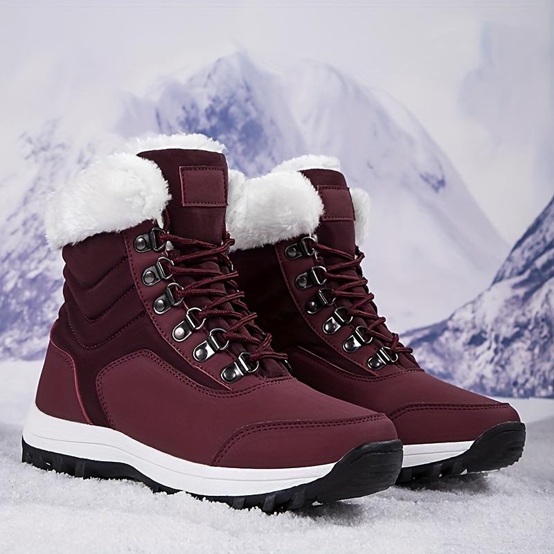 Women's Non-slip And Wear-resistant Thickened Warm Outdoor Snow Boots, Comfortable Solid Color High Top Hiking Boots