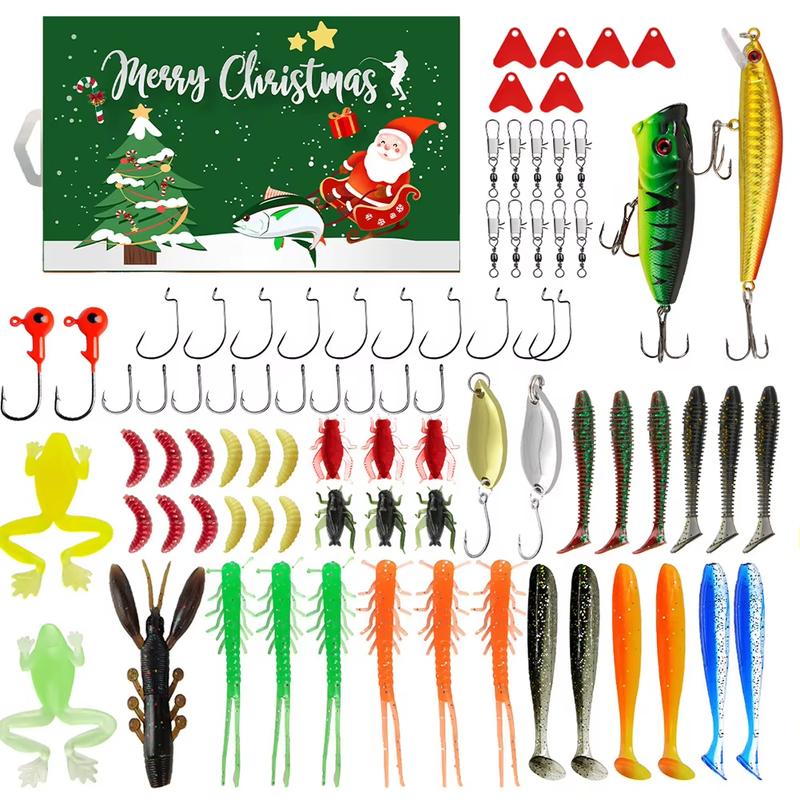 Fishing Lure Calendar Christmas Countdown 78Pcs Christmas Calendar Xmas Surprise Gift for Fishing Lover