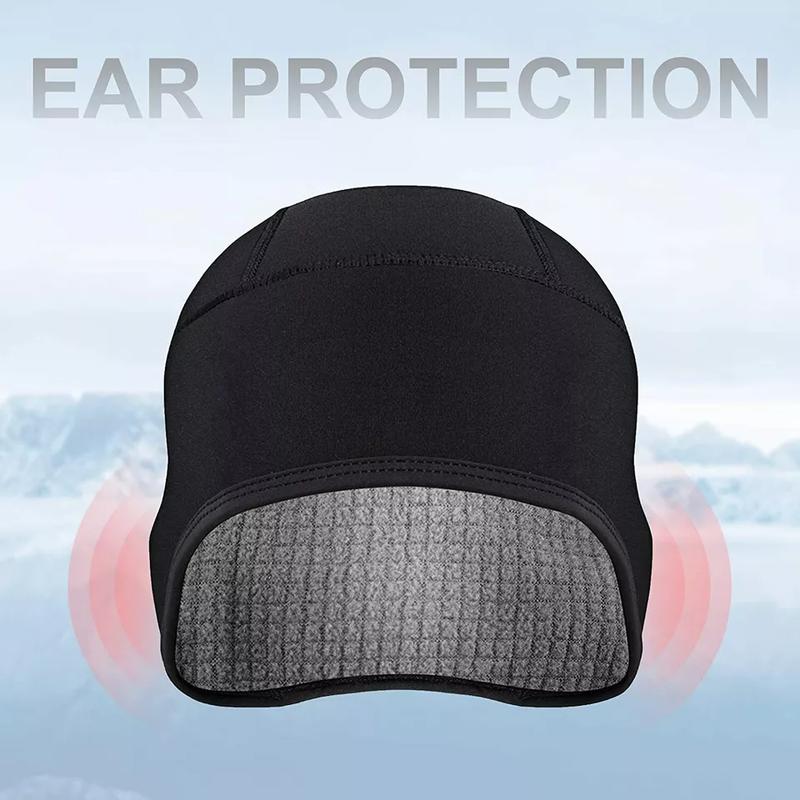 RROCKBROS Skull Cap Men's Winter Cycling Cap Windproof Warm Fleece Thermal Hat Helmet Liner Caps Black for Hiking Skiing Riding