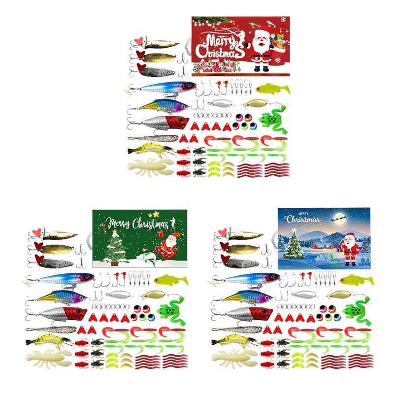 Fishing Lure Calendar Christmas Countdown 78Pcs Christmas Calendar Xmas Surprise Gift for Fishing Lover