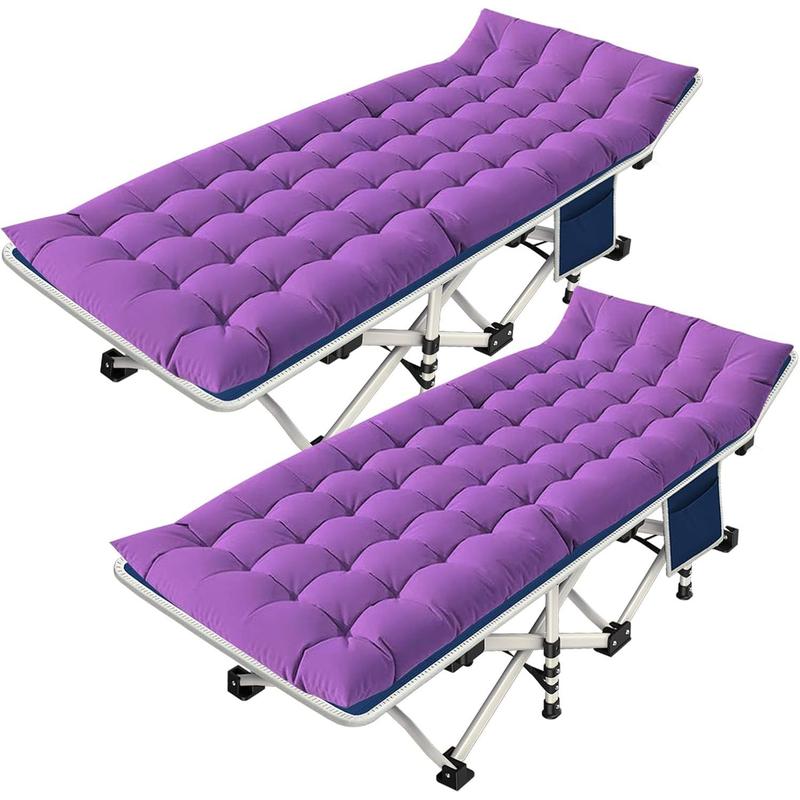 2 Pack Camping Cot with Mattress Comfortable Cot Bed Folding Cot Heavy Duty Cots for Sleeping with Carry Bag for Outdoor Indoor Home