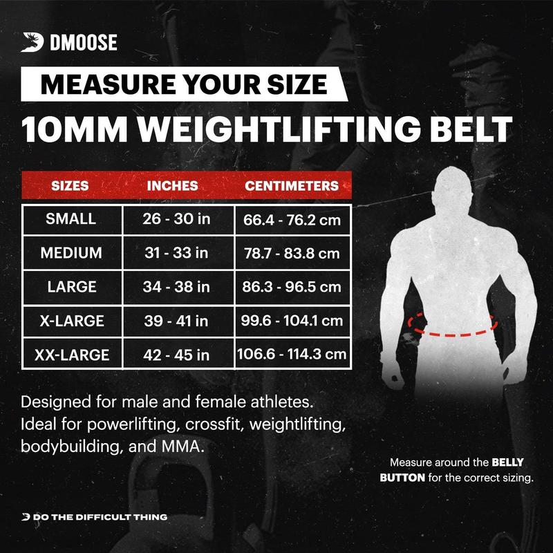 DMoose 10MM Weightlifting Belt with Lumbar Support and Double Pronged Coated Buckle