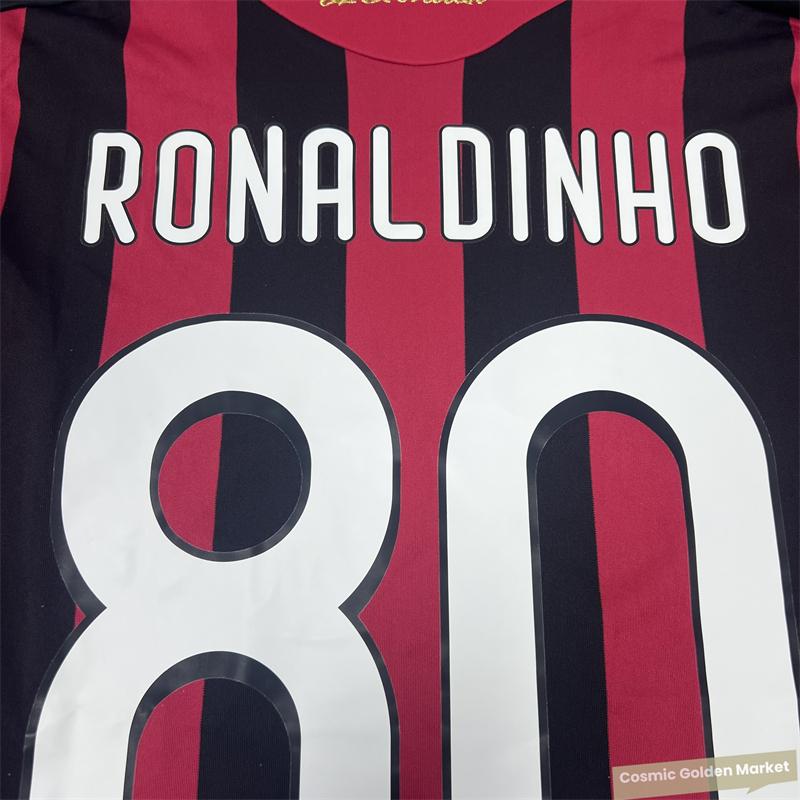 0910  Jerseys Retro Long Sleeve Jersey RONALDINHO #80 long Sleeve Soccer Jerseys