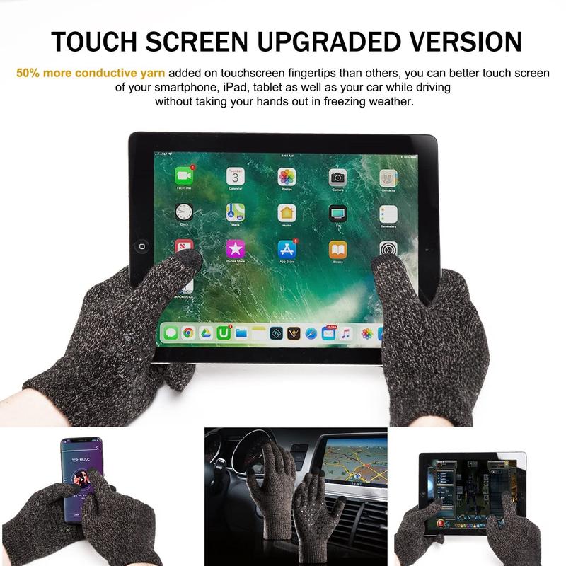 Winter Gloves for Men Women - Upgraded Touch Screen Cold Weather Thermal Warm Knit Glove for Running Driving Hiking