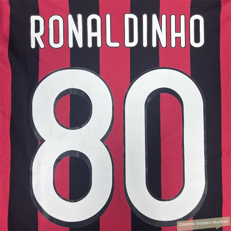 0910  Jerseys Retro Long Sleeve Jersey RONALDINHO #80 long Sleeve Soccer Jerseys