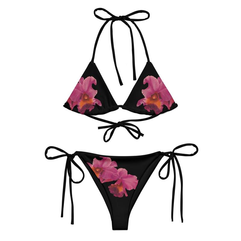 Black Orchid Bikini Coconut Girl Bikini Printed Bikini 90s 80s Floral Triangle Bikini Hot Girl Summer Y2K Coquette