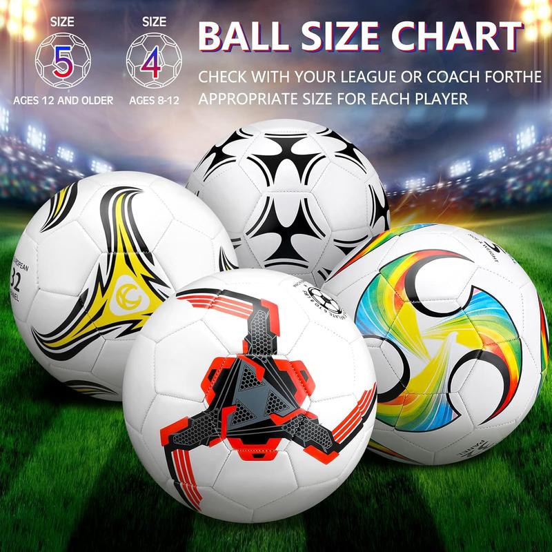 4 count Soccer Ball with Pump Operation Christmas Official Size Outdoor Indoor Soft Soccer Balls Bulk for  Christian Charity Donation  Gift for  Youth Adult